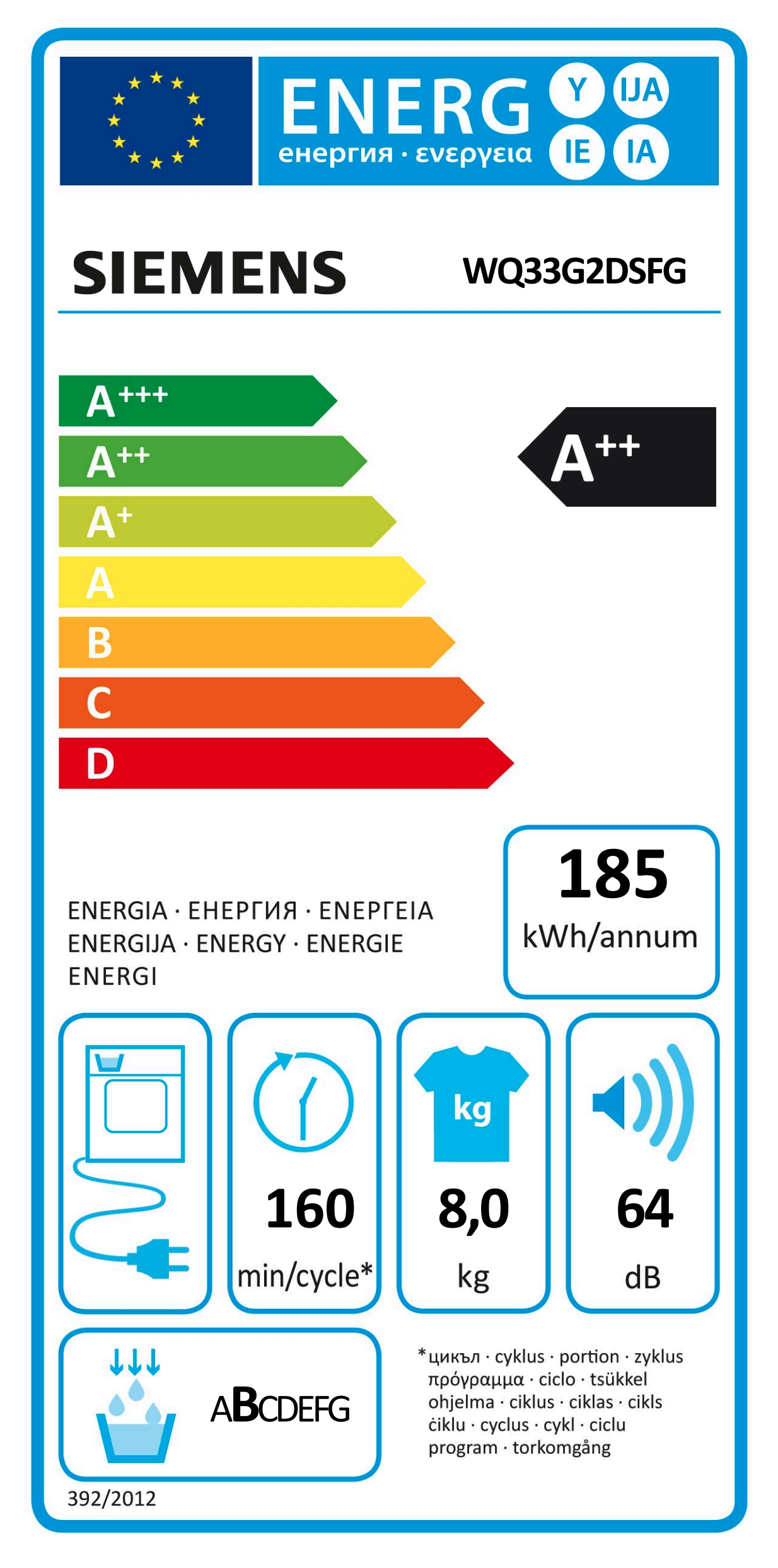 SIEMENS WQ33G2DSFG iQ500 droogkast - warmtepomp