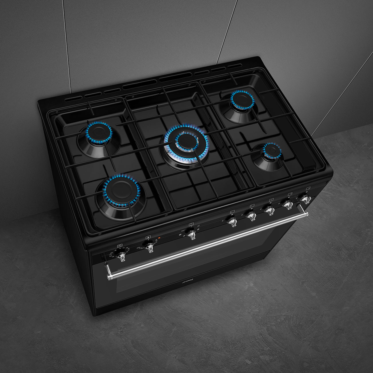 SMEG VRIJSTAAND ERT CX91GMBL fornuis met gaskookplaat - 90cm SMEG VRIJSTAAND ERT CX91GMBL fornuis met gaskookplaat - 90cm