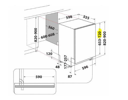 WHIRLPOOL WCIC3C26PE vaatwasser volledig integreerbaar WHIRLPOOL WCIC3C26PE vaatwasser volledig integreerbaar