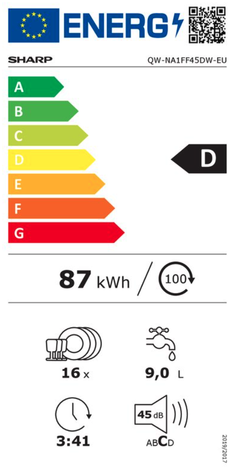 SHARP QWNA1FF45DWEU vaatwasser met bedieningspaneel SHARP QWNA1FF45DWEU vaatwasser met bedieningspaneel