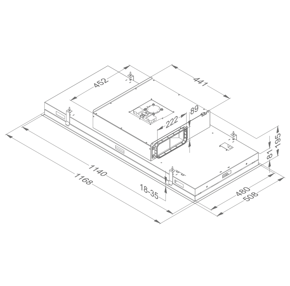 NOVY 6821 Pureline Compact plafonddampkap - 120cm NOVY 6821 Pureline Compact plafonddampkap - 120cm