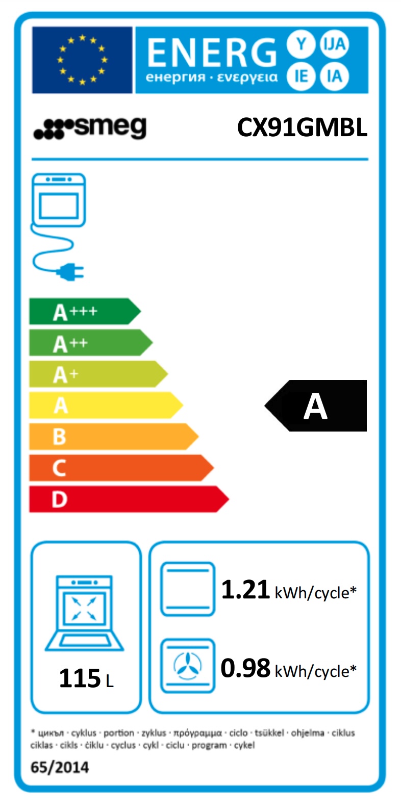 SMEG VRIJSTAAND ERT CX91GMBL fornuis met gaskookplaat - 90cm SMEG VRIJSTAAND ERT CX91GMBL fornuis met gaskookplaat - 90cm