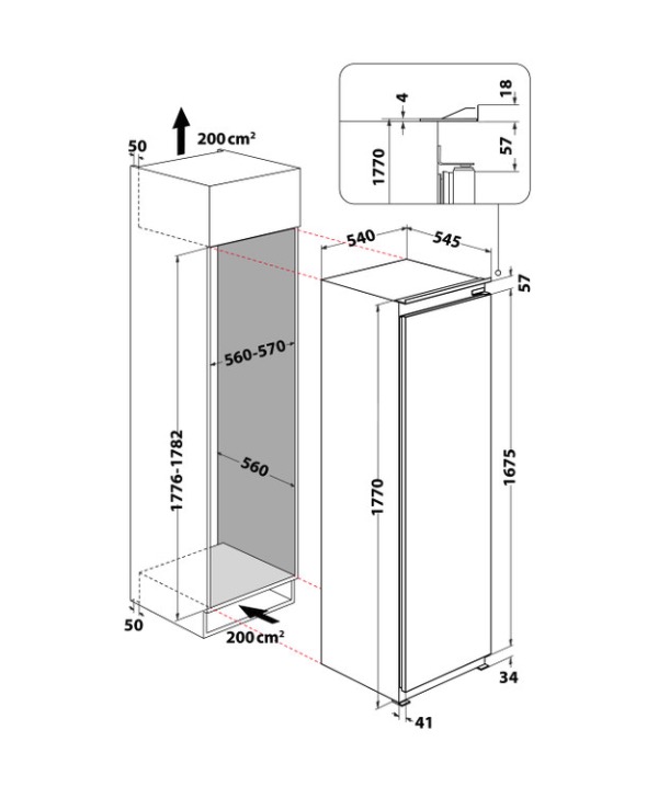 WHIRLPOOL WHSD18A013C2 koelkast zonder vriesvak - 177cm WHIRLPOOL WHSD18A013C2 koelkast zonder vriesvak - 177cm