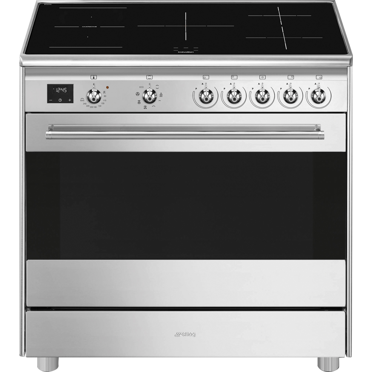 SMEG VRIJSTAAND ERT SCB95CIX fornuis met inductie kookplaat - 90cm