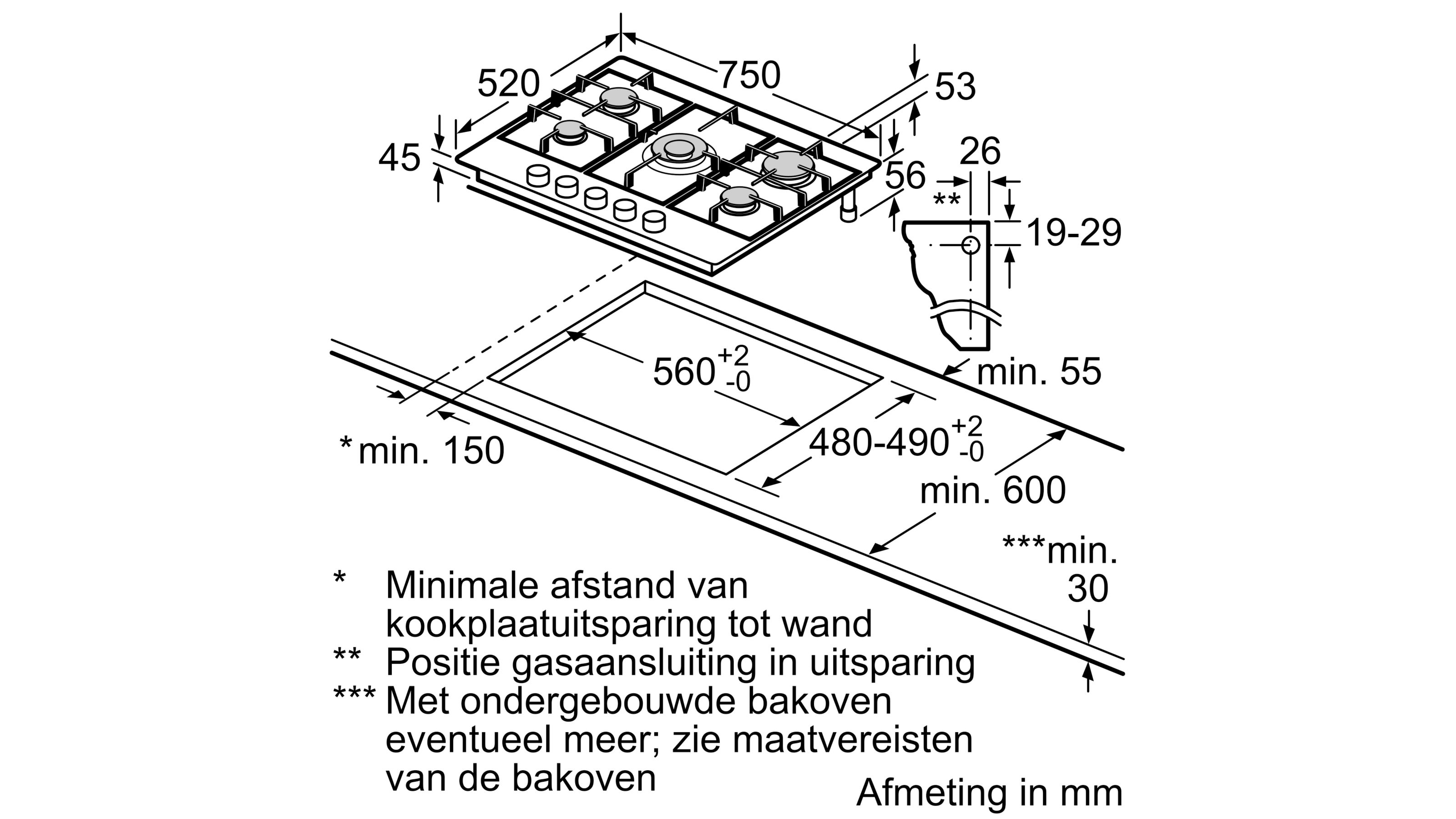 BOSCH PGQ7B5B90 SERIE 4 gaskookplaat - 75cm BOSCH PGQ7B5B90 SERIE 4 gaskookplaat - 75cm