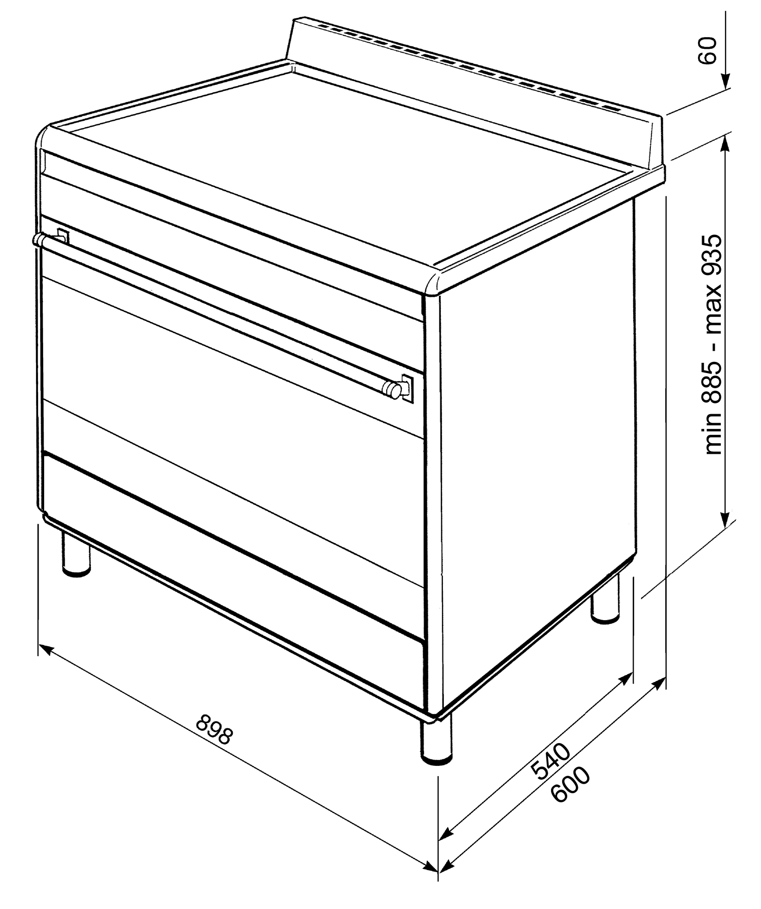 SMEG BG91X2 fornuis met gaskookplaat - 90cm