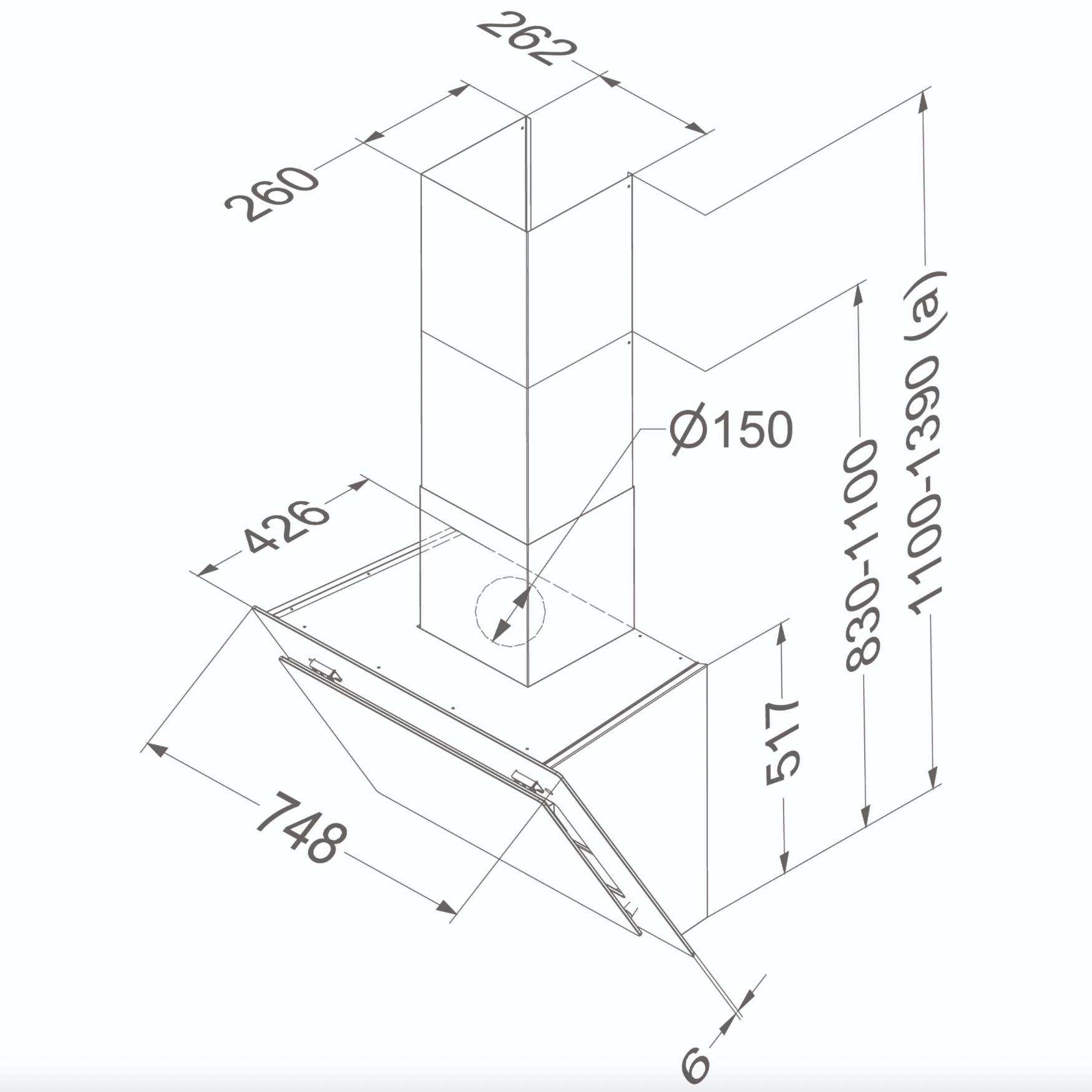 NOVY 7851 Vision headfree dampkap - 75cm NOVY 7851 Vision headfree dampkap - 75cm
