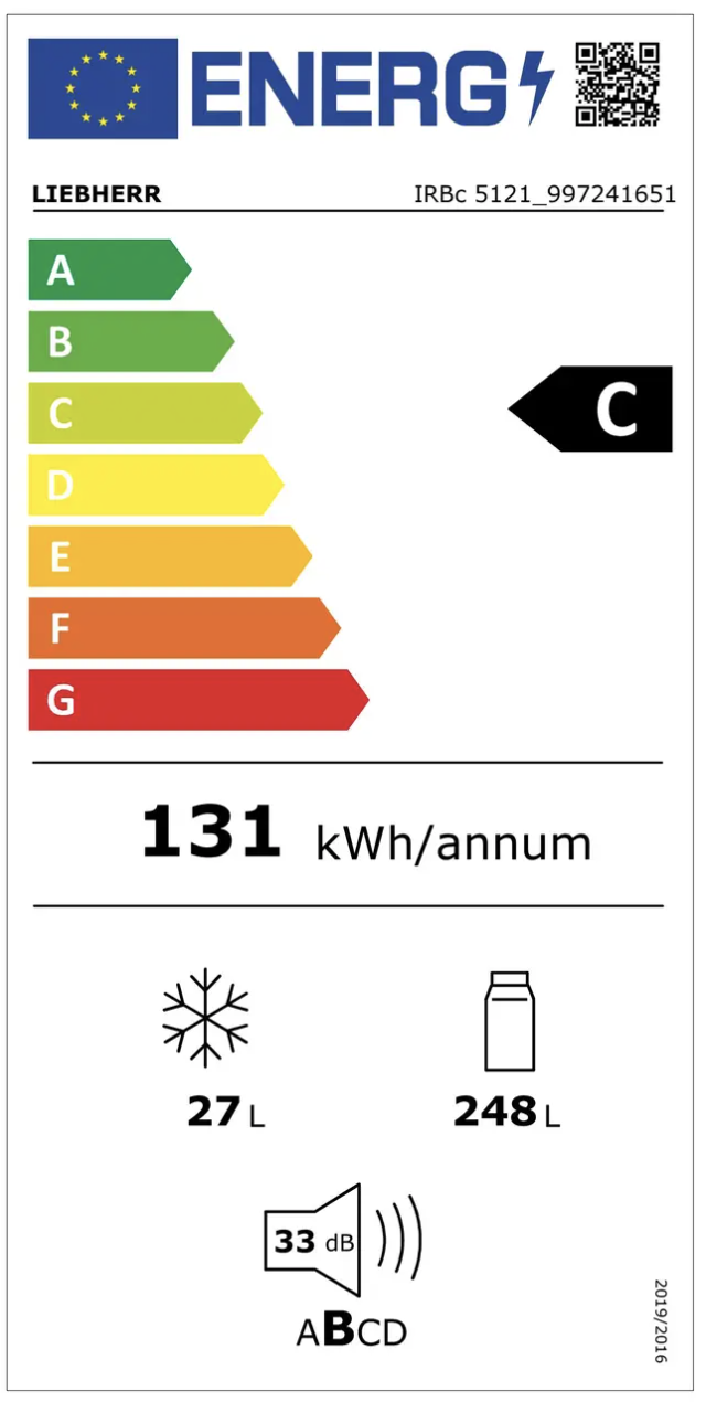LIEBHERR IRBC512120 koelkast met vriesvak - 178cm