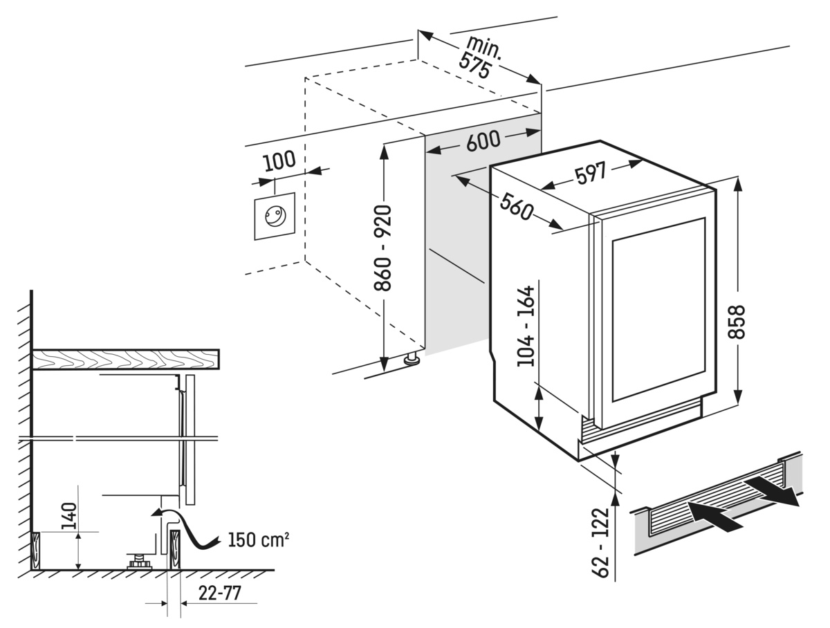 LIEBHERR UWPRI376220 onderbouw wijnkoelkast LIEBHERR UWPRI376220 onderbouw wijnkoelkast