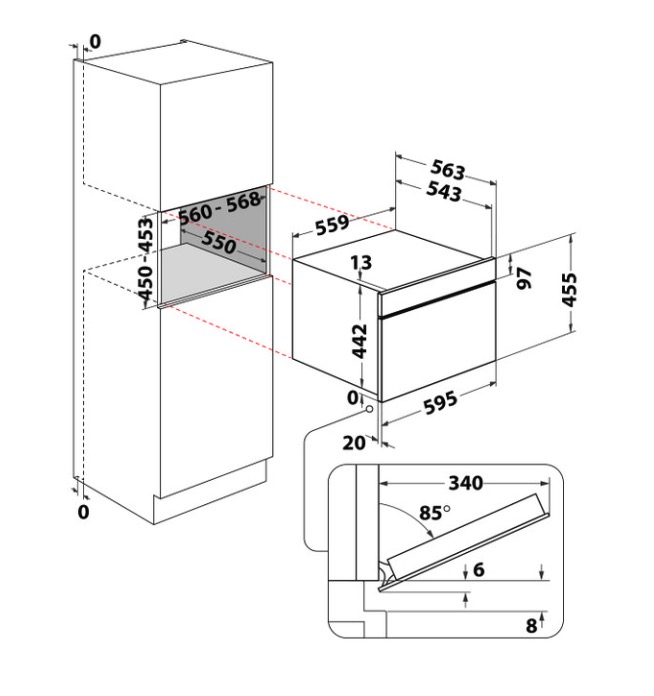 WHIRLPOOL WCW6O7HTB multifunctionele oven met microgolfoven - 45cm