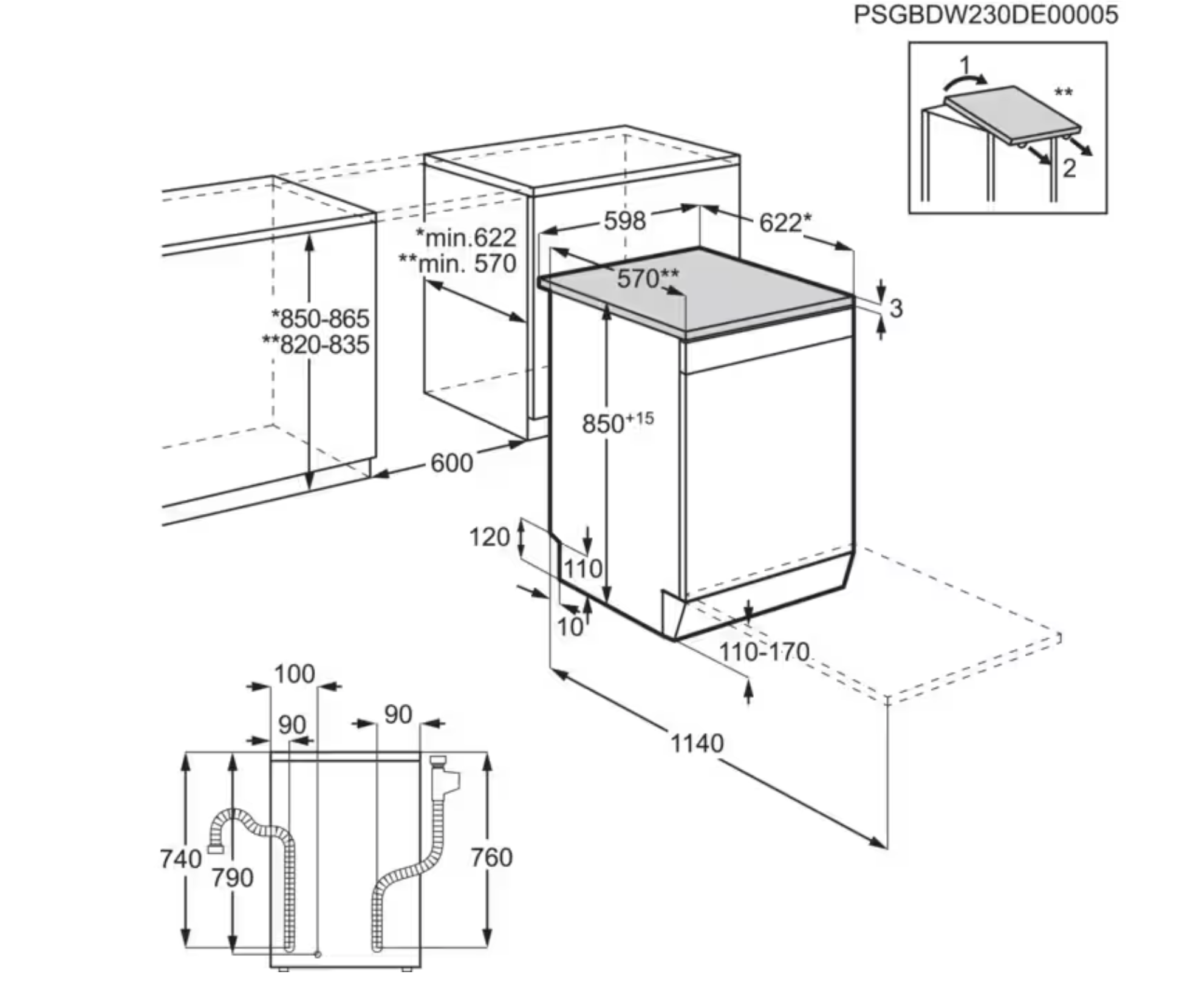 ELECTROLUX ESA47301SW 300 vrijstaande vaatwasser ELECTROLUX ESA47301SW 300 vrijstaande vaatwasser