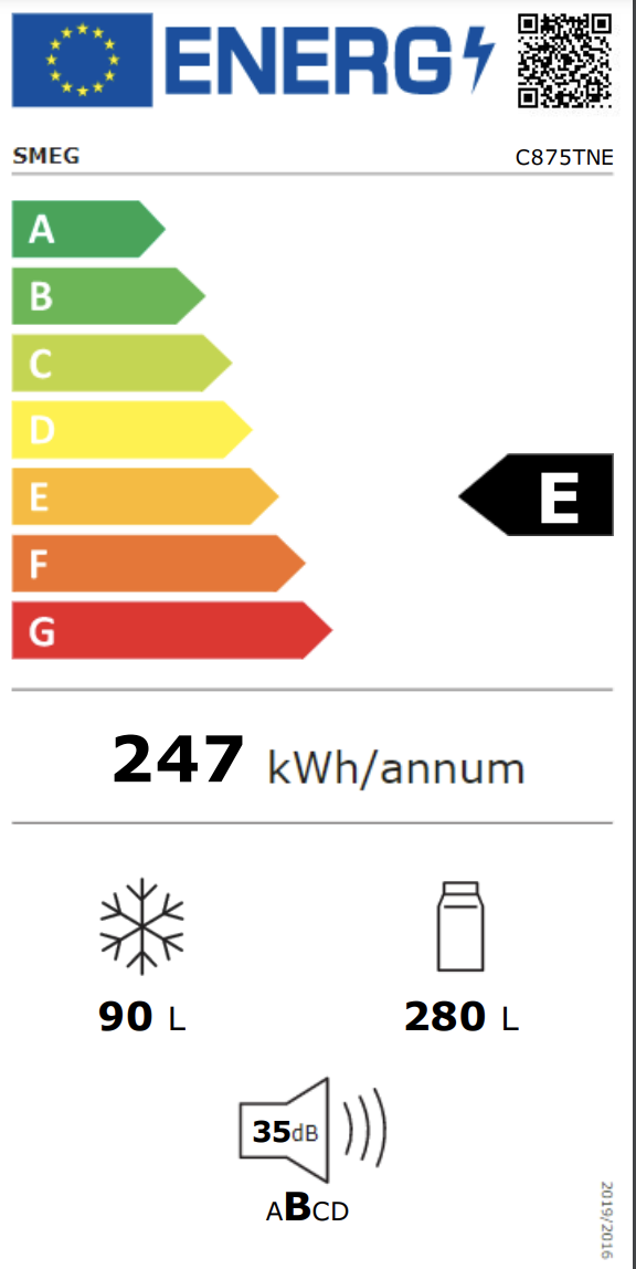 SMEG C875TNE koel-/vriescombinatie - 194cm