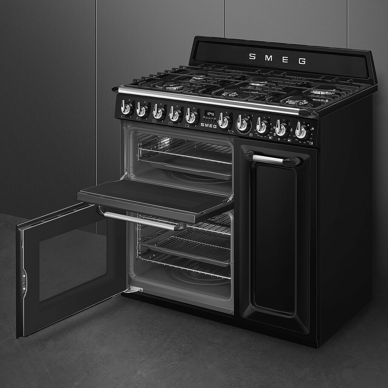 SMEG TR93BL fornuis met gaskookplaat - 90cm
