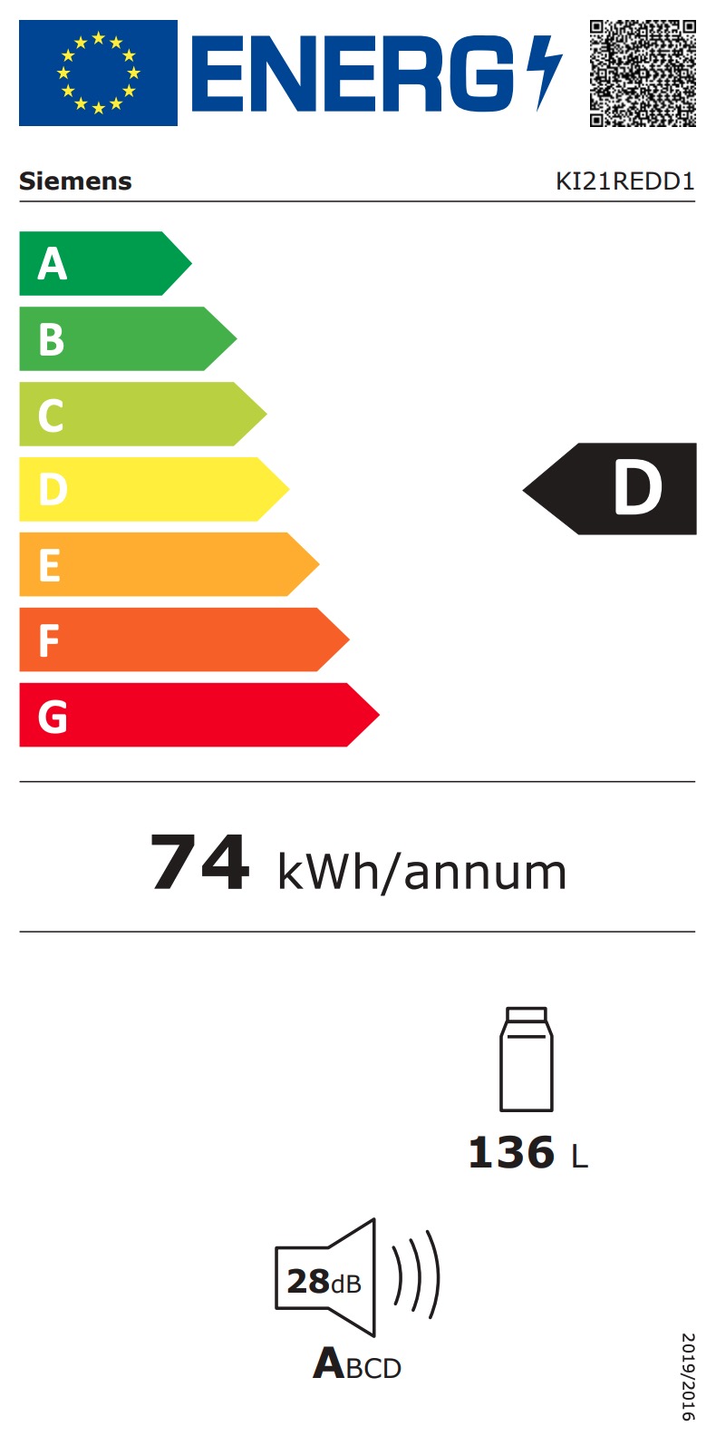 SIEMENS KI21REDD1 koelkast zonder vriesvak - 88cm SIEMENS KI21REDD1 koelkast zonder vriesvak - 88cm