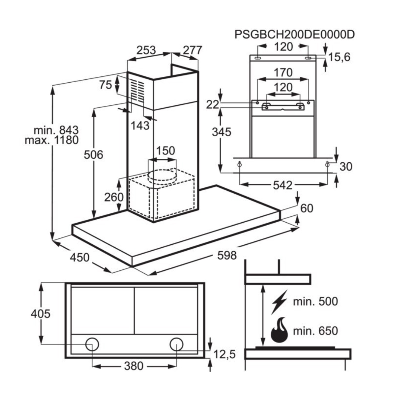 AEG DBB4651M 6000 wandschouwdampkap - 60cm AEG DBB4651M 6000 wandschouwdampkap - 60cm