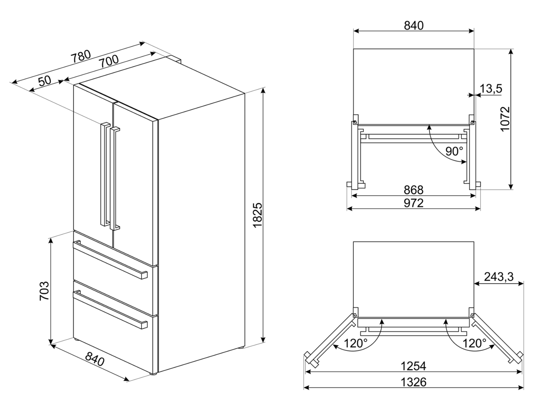 SMEG FQ55FXDE koel-/vriescombinatie - 182cm SMEG FQ55FXDE koel-/vriescombinatie - 182cm