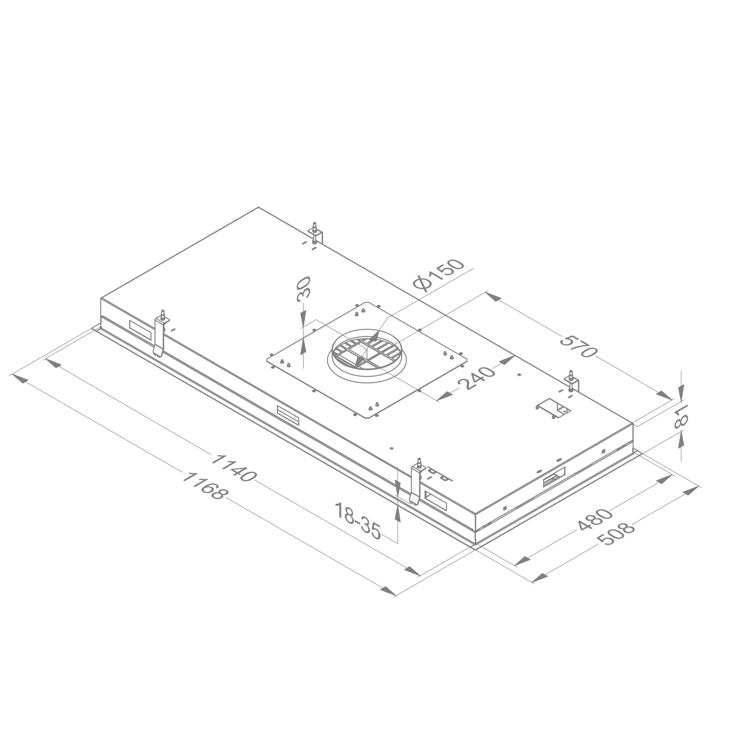 NOVY 6848 Pureline plafonddampkap - 120cm NOVY 6848 Pureline plafonddampkap - 120cm