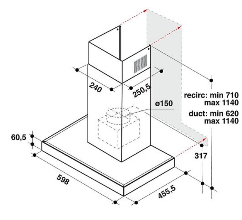 WHIRLPOOL WHBS62FLTK wandschouwdampkap - 60cm WHIRLPOOL WHBS62FLTK wandschouwdampkap - 60cm
