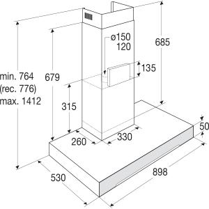 ATAG WS90292MX wandschouwdampkap - 90cm