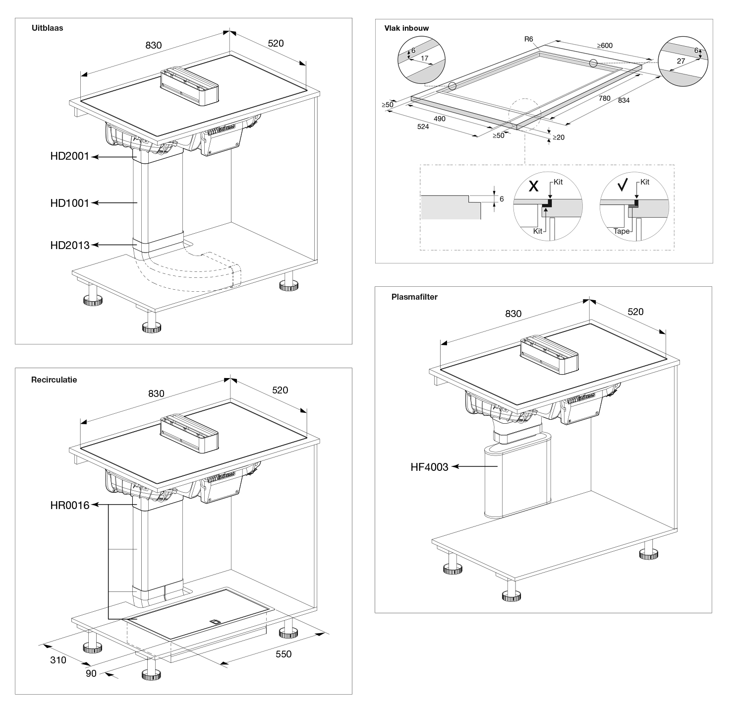 ATAG HIDD28471SVI kookplaat met afzuiging - 83cm ATAG HIDD28471SVI kookplaat met afzuiging - 83cm