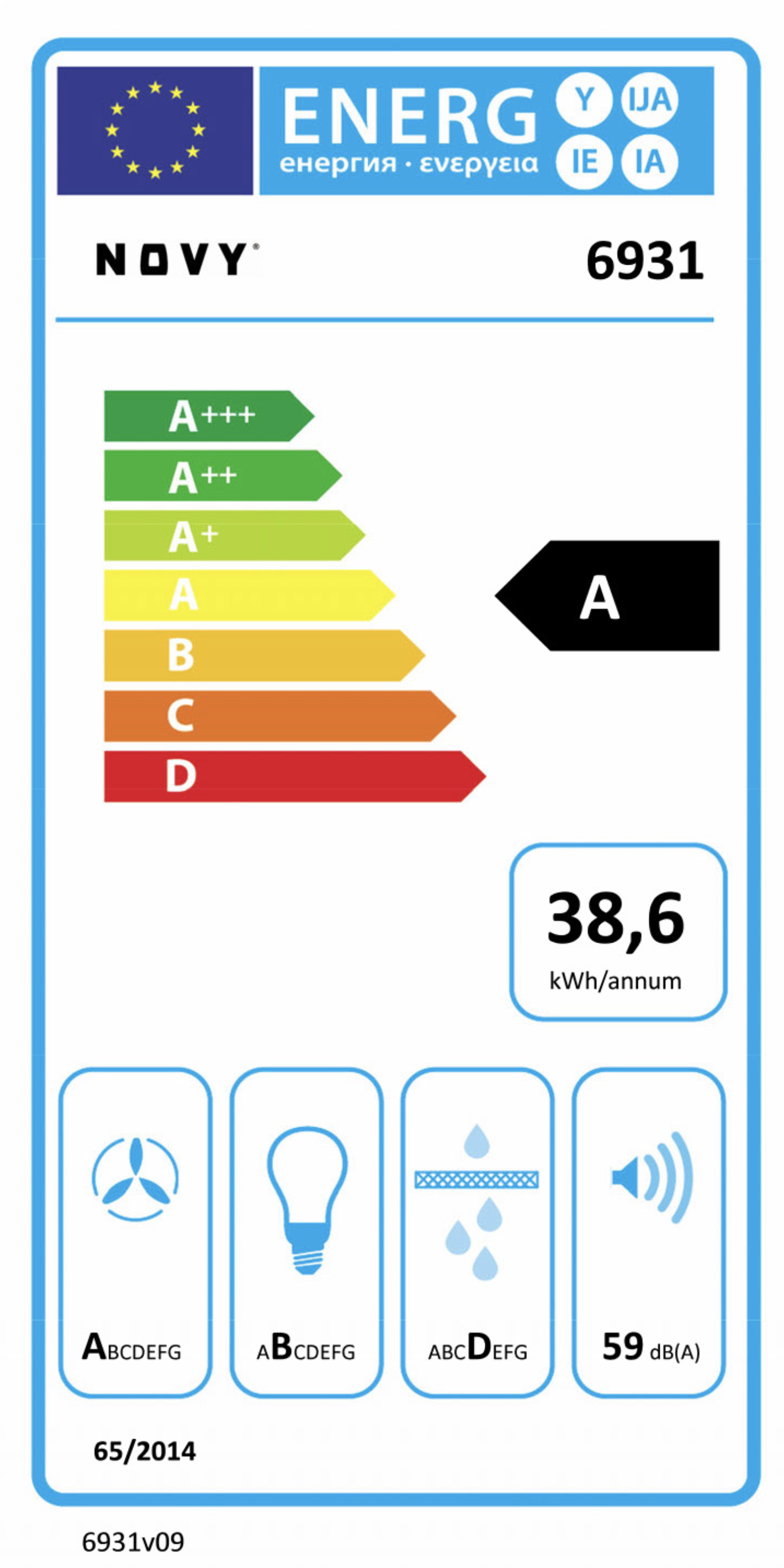 NOVY 6931 Pureline Pro plafonddampkap - 90cm NOVY 6931 Pureline Pro plafonddampkap - 90cm