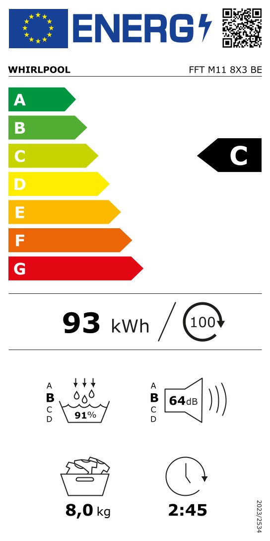 WHIRLPOOL FFTM118X3BE droogkast