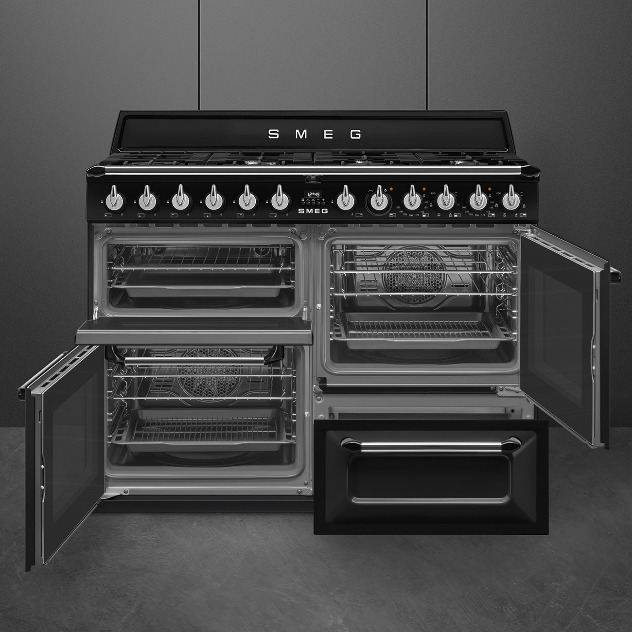 SMEG TR4110BL1 fornuis met gaskookplaat - 110cm SMEG TR4110BL1 fornuis met gaskookplaat - 110cm