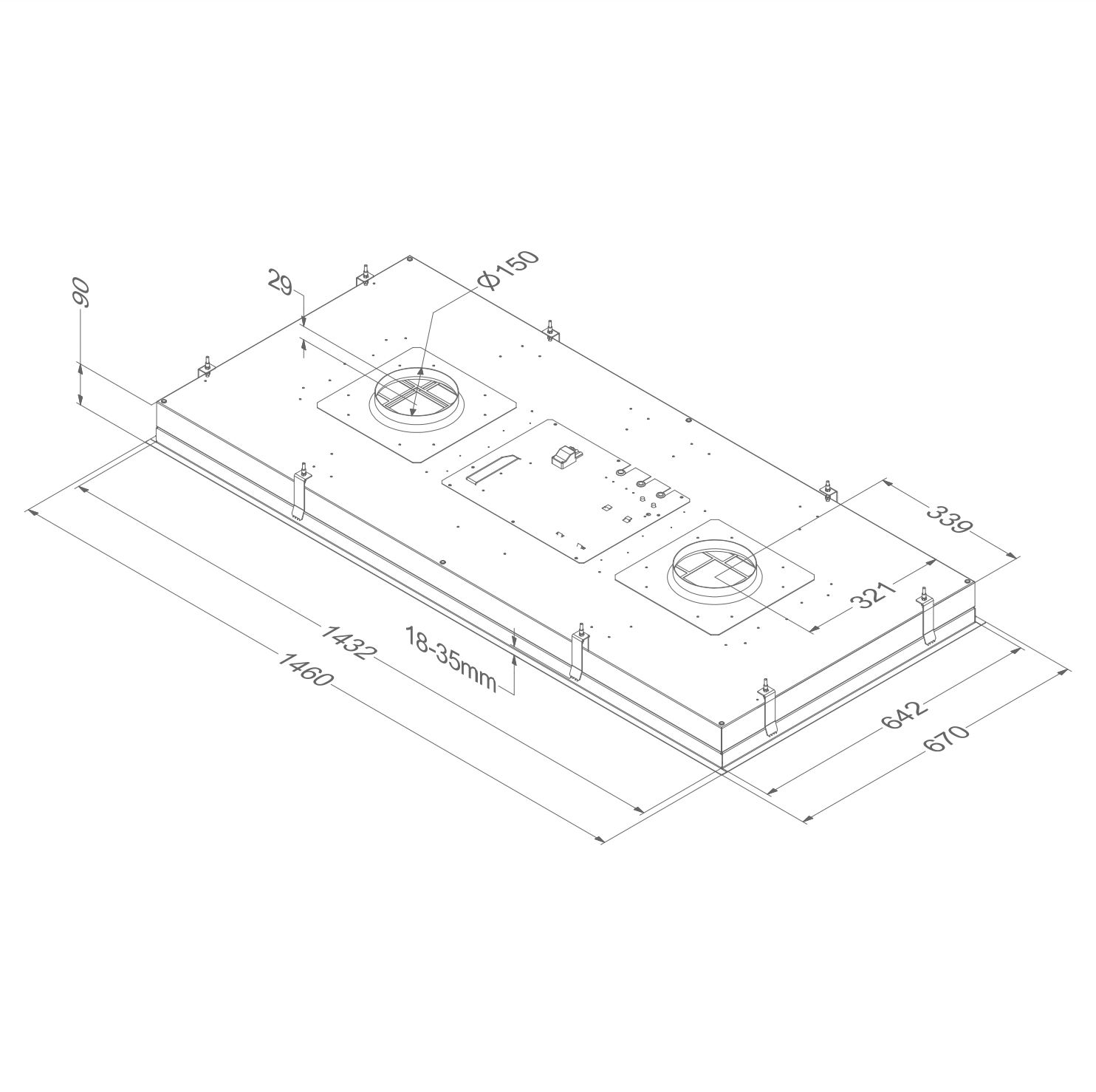 NOVY 856 Maxi Pureline plafonddampkap - 150cm NOVY 856 Maxi Pureline plafonddampkap - 150cm