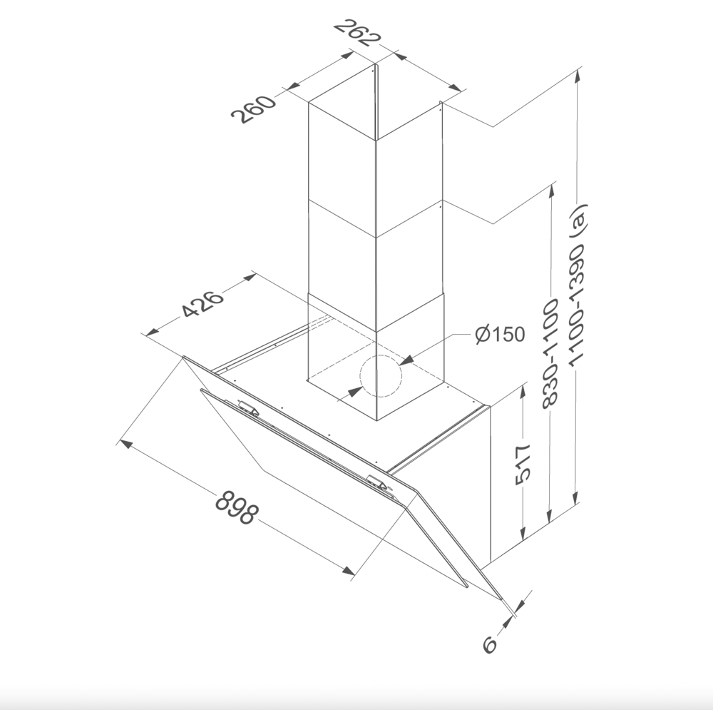 NOVY 7831 Vision headfree dampkap - 90cm NOVY 7831 Vision headfree dampkap - 90cm