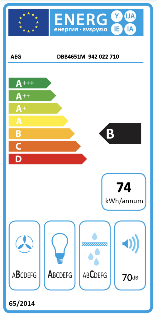 AEG DBB4651M 6000 wandschouwdampkap - 60cm AEG DBB4651M 6000 wandschouwdampkap - 60cm