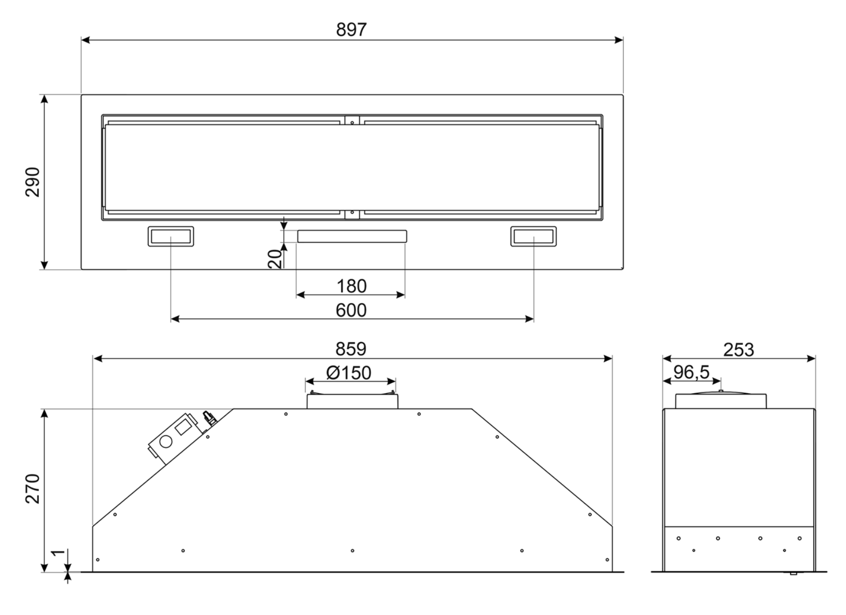 SMEG ERT KSG9P4MB inbouw dampkap - 90cm