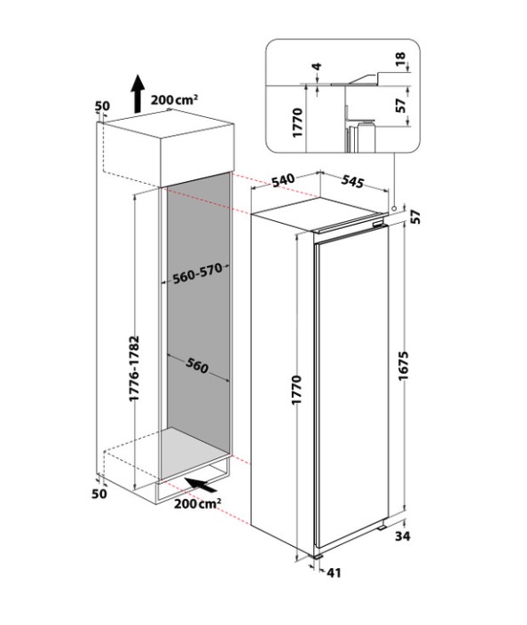 WHIRLPOOL WHSD184011B1 koelkast met vriesvak - 177cm WHIRLPOOL WHSD184011B1 koelkast met vriesvak - 177cm
