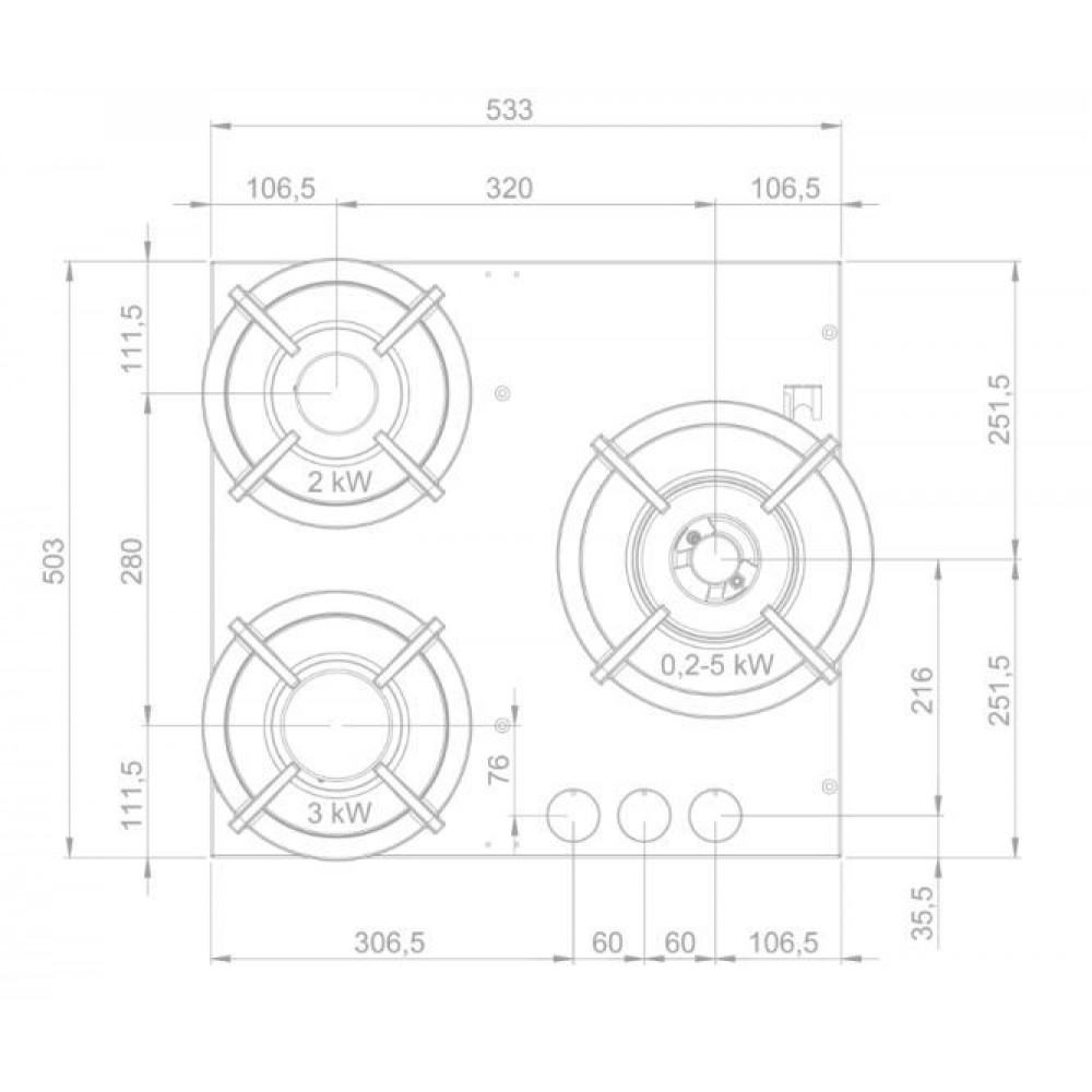 NOVY 56066 gaskookplaat - domino NOVY 56066 gaskookplaat - domino
