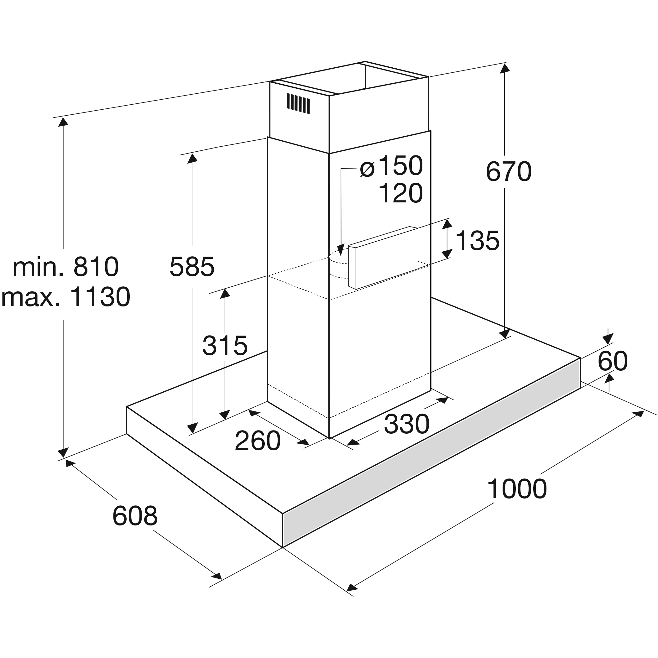 ATAG ES1085MG eilanddampkap - 100cm ATAG ES1085MG eilanddampkap - 100cm