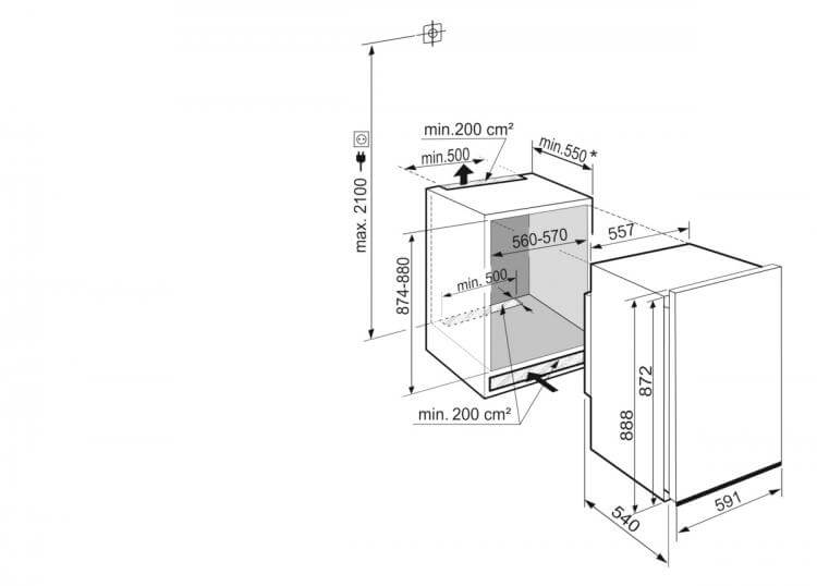 LIEBHERR DRE390122-DECORKADER koelkast met vriesvak - 88cm LIEBHERR DRE390122-DECORKADER koelkast met vriesvak - 88cm